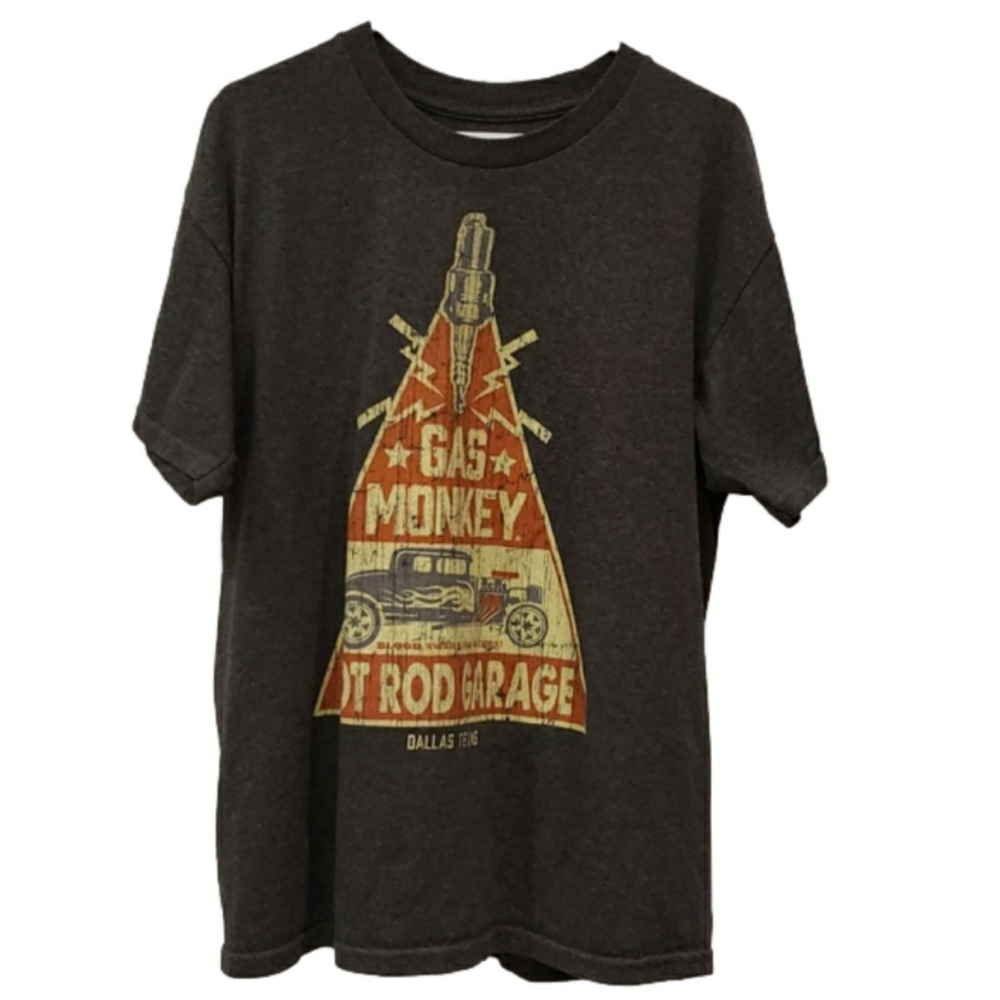 GAS Monkey T-Shirt Hot Rod Garage Graphic Grey Men's Size Large
